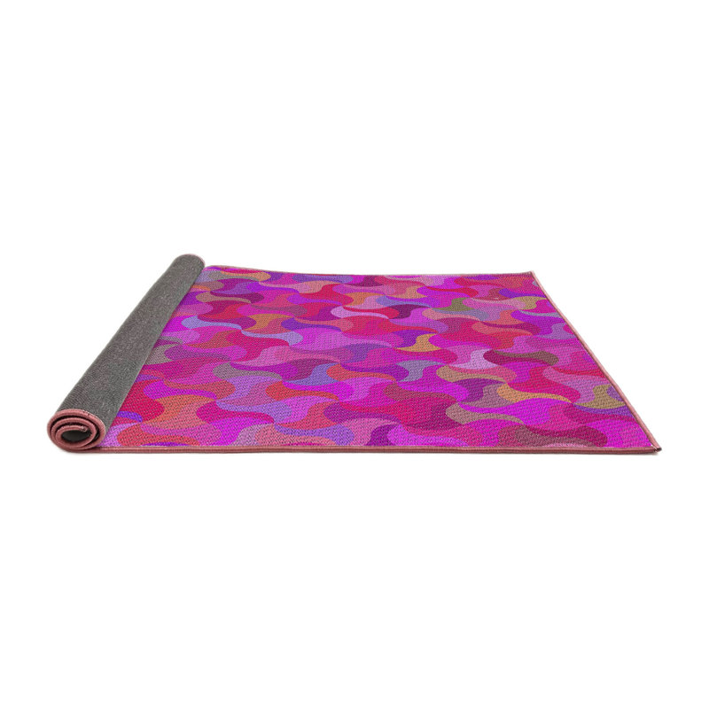 Motif géométrique rose Tapis décoratif, Rond 7 pi