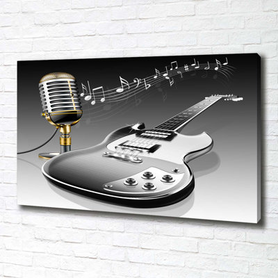 Guitar And Microphone - Wrapped Canvas Print