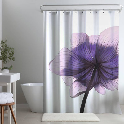 Floral – Polyester Shower Curtain, Dye Sublimation Print, 71" W × 74" L