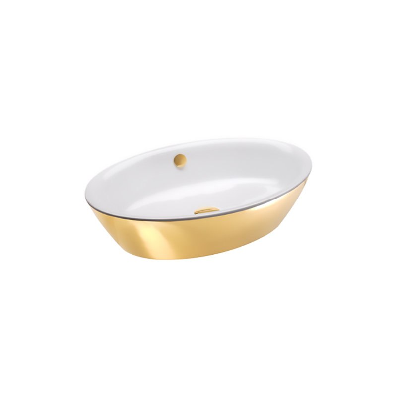 Catalano 16.54'' Fireclay Oval Bathroom Sink, White/Gold