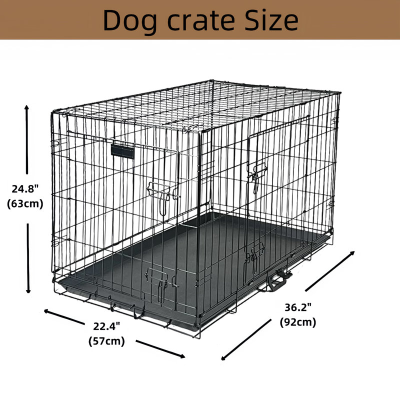 Caisse pour chien 20 po à double porte pliante avec plateau et cloison, Moyen (H 20,5 po x l 18,1 po x P 29,9 po)