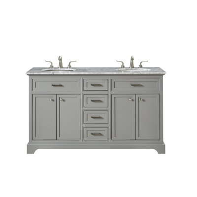 Hermes 60'' Double Bathroom Vanity with Marble Top