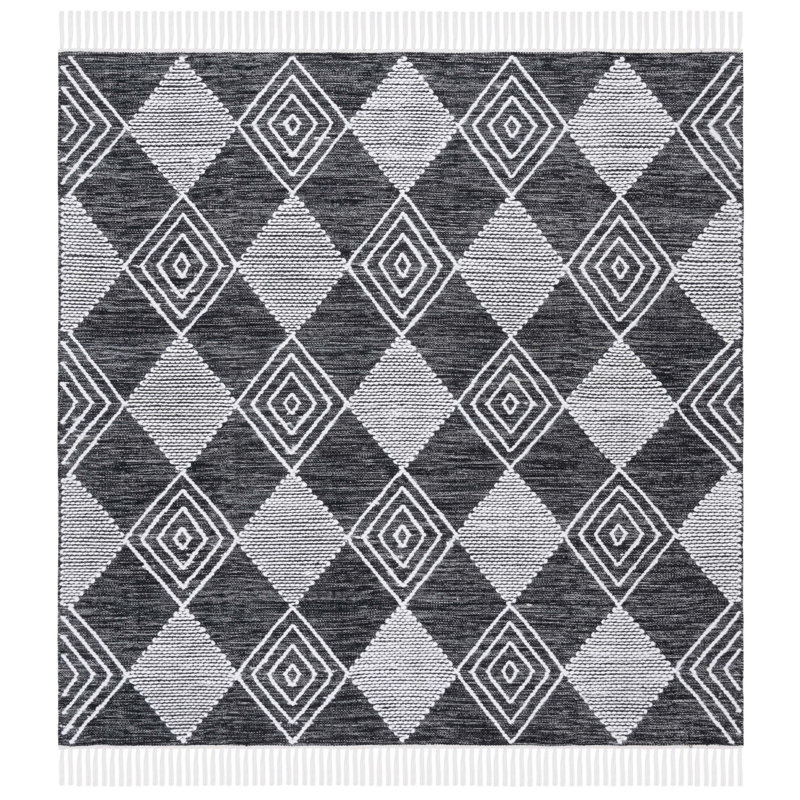 Tapis géométrique à tissage plat Abbie-Gayle, Carré 6 pi