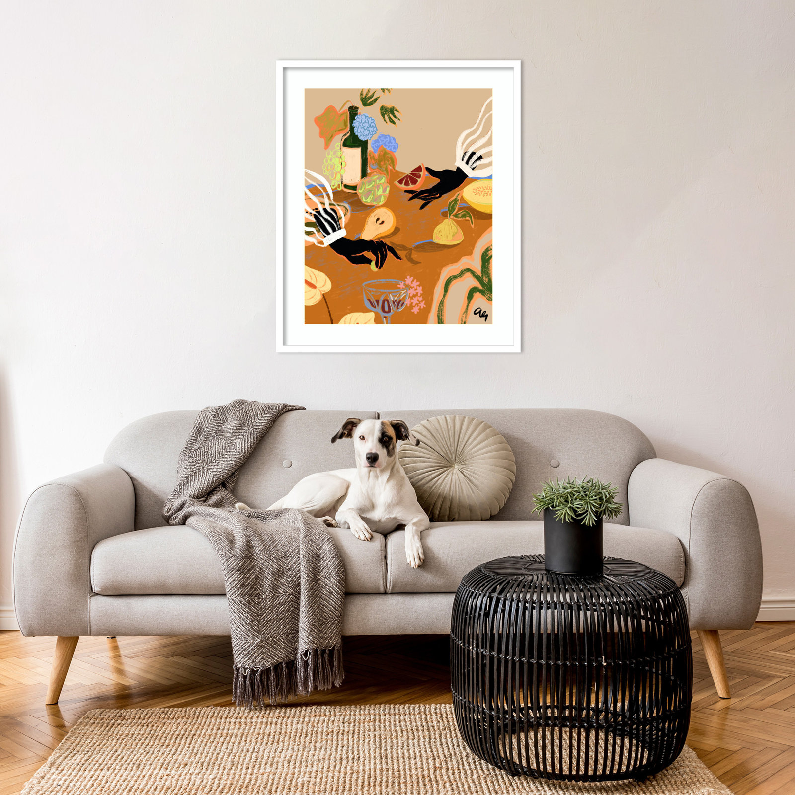 Oberon "Handful of Love (Fruit)" Print, White, 33" H x 28" W