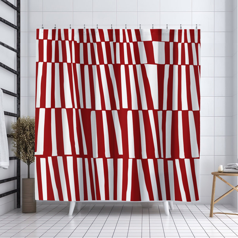 Thora Abstract Mid-Century Shower Curtain, Red