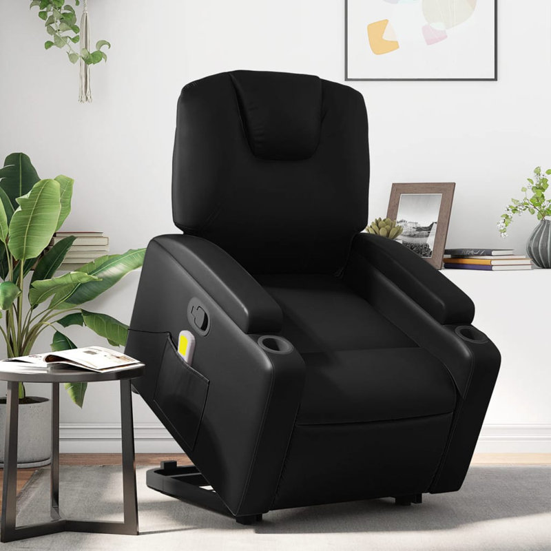 Fauteuil de massage en faux cuir, Similicuir noir