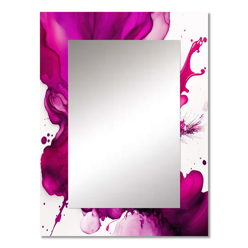 Ancient Mystery In Viva Magenta II - Pink Modern Wall Mirror, 32" x 24"