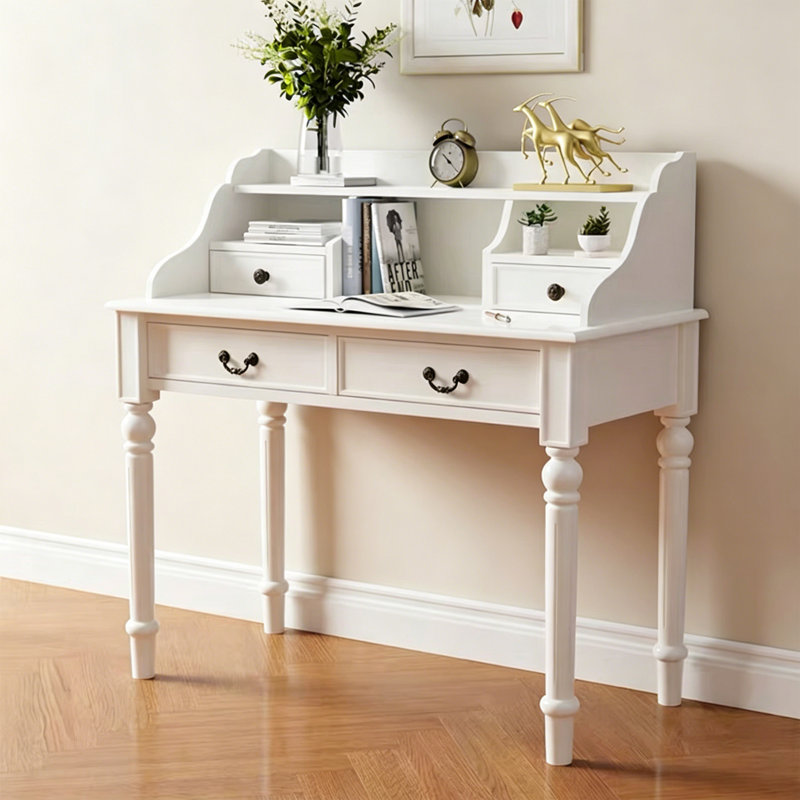 Bureau d'écriture Retro, H 44,09 po x l 39,37 po x P 19,68 po, Blanc