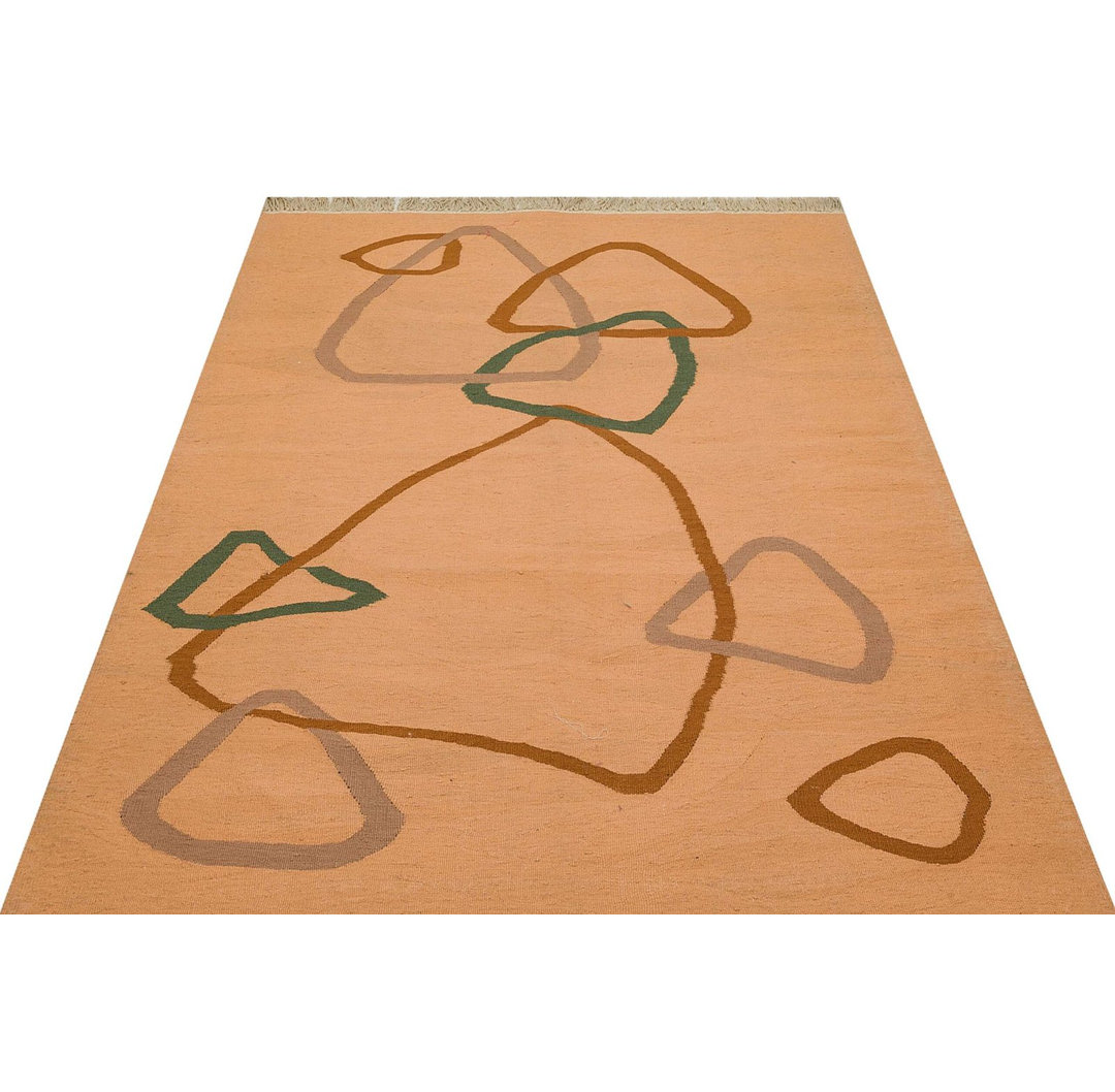 Kilim Beige Geometric Wool Handmade Area Rug