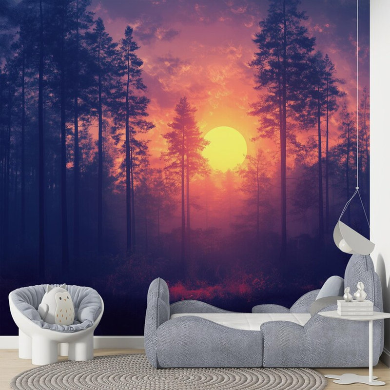 Sunset Serenity In Pine Forest, 108" L x 96" W