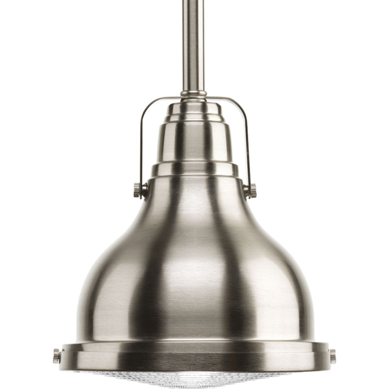 Luminaire suspendu en forme de dôme à 1 lumière Fresnel, Nickel brossé