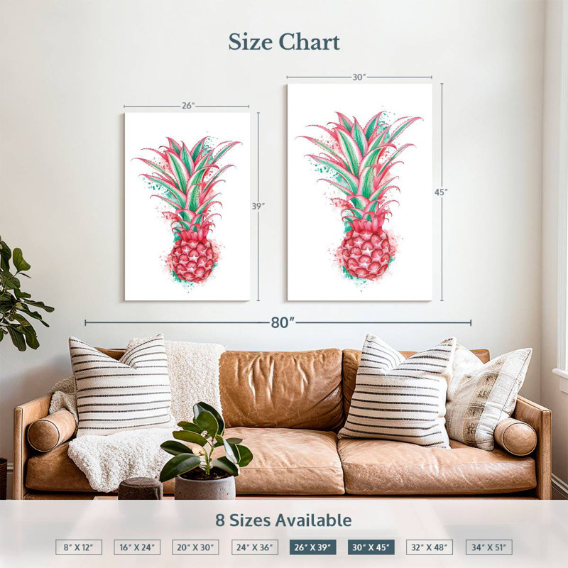 Yarlin Pink Pineapple, 39" H x 26" W
