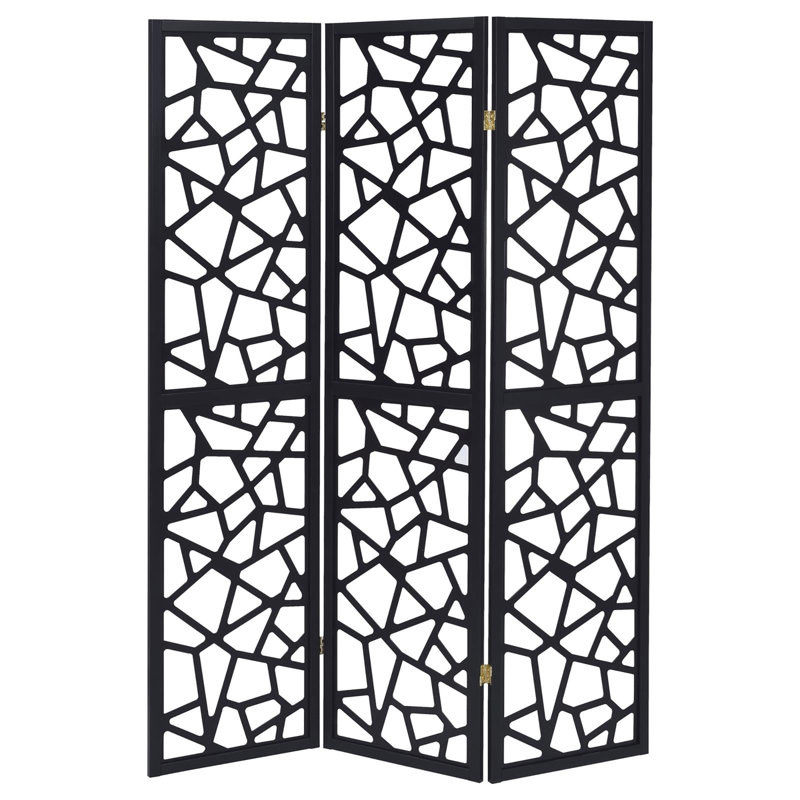 Black 3-Panel Folding Screen