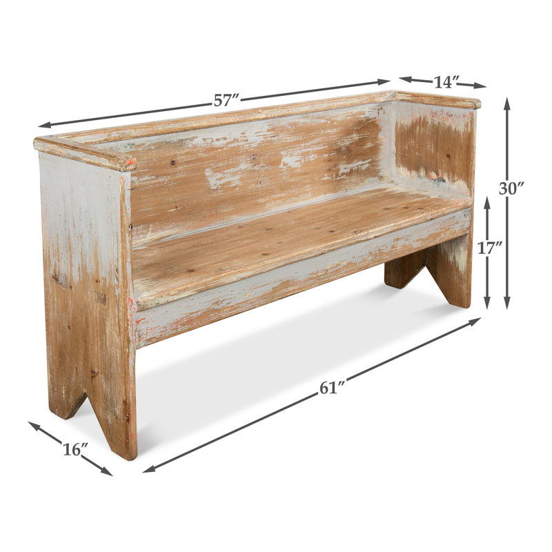 Beach Solid Wood Dining Bench, Gray