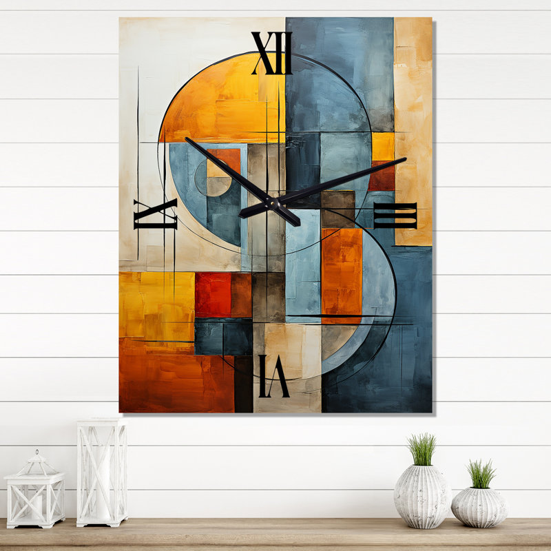 Cubism Assemblage II - Horloge murale cubisme surdimensionnée, Moyen