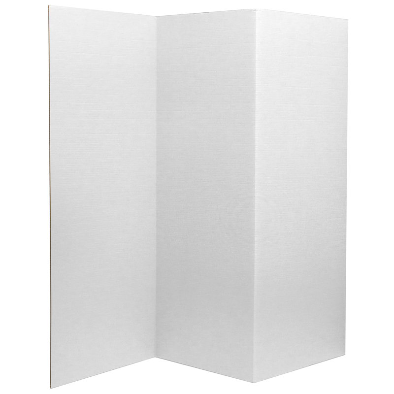3 ft. Short White Cardboard Folding Screen with 3 Panels