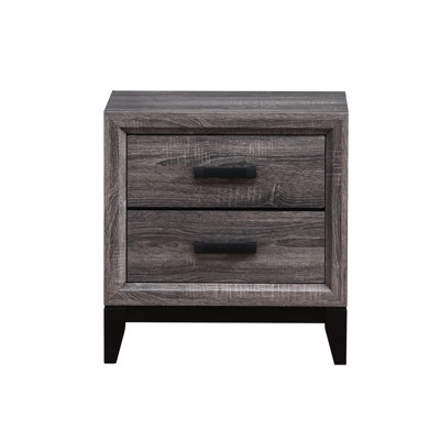 Center Glide Bedroom Nightstand In Grey With 2 Configuration Black Fixtures