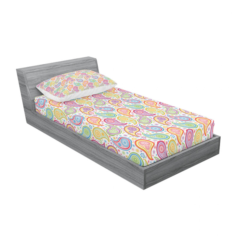 Microfiber Floral Sheet Set, Twin XL Sheet Set with 1 Pillowcase, Paisley 1