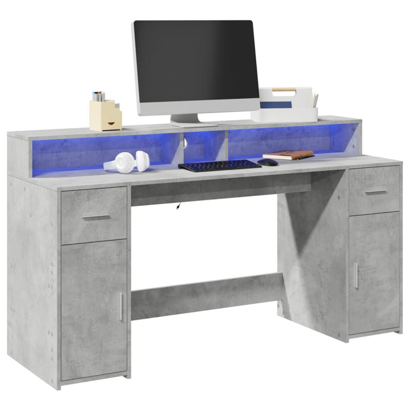 Computer Desk, Concrete grey, 91cm H x 160cm W x 55cm D