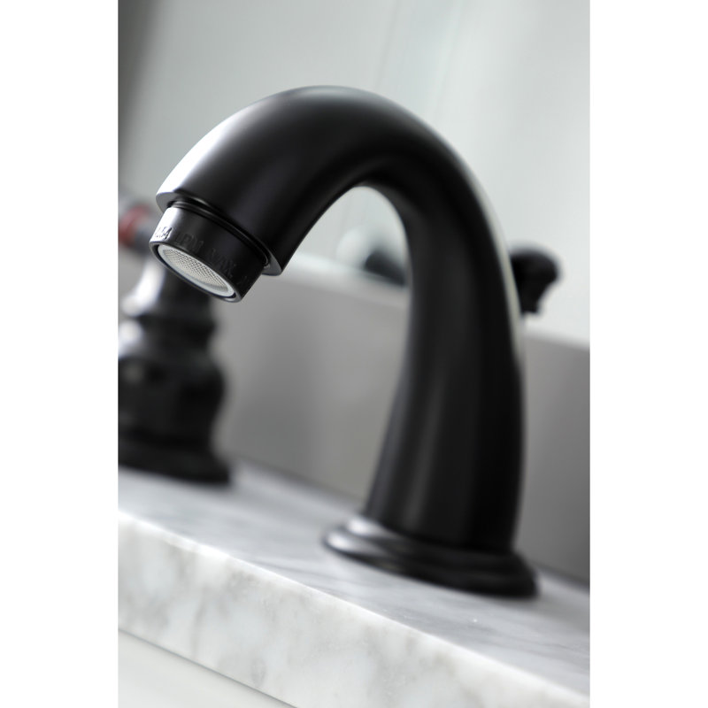 Robinet de salle de bain à large entraxe avec bonde, Noir mat