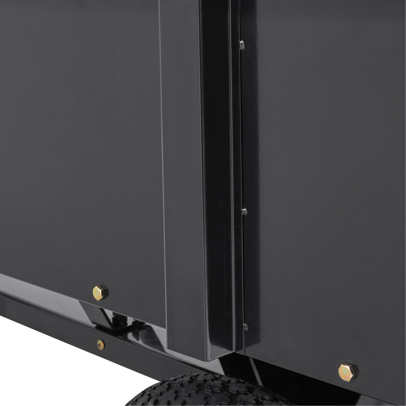 Remorque robuste en acier pour remorque de VTT, 750 livres, 15 pieds cubes, remorque utilitaire de jardin avec côtés amovibles pour le tracteur de tondeuse à gazon
