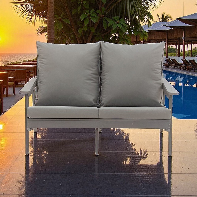 Canapé d'extérieur pour causeuse de patio - Matériau HPS avec coussins en oléfine, Gris