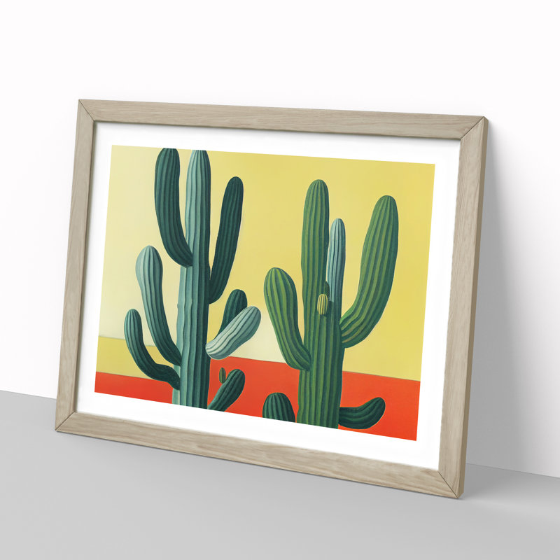 Dramatic Cactus - Single Picture Frame Print, Oak Framed, 25cm H x 34cm W x 2cm D