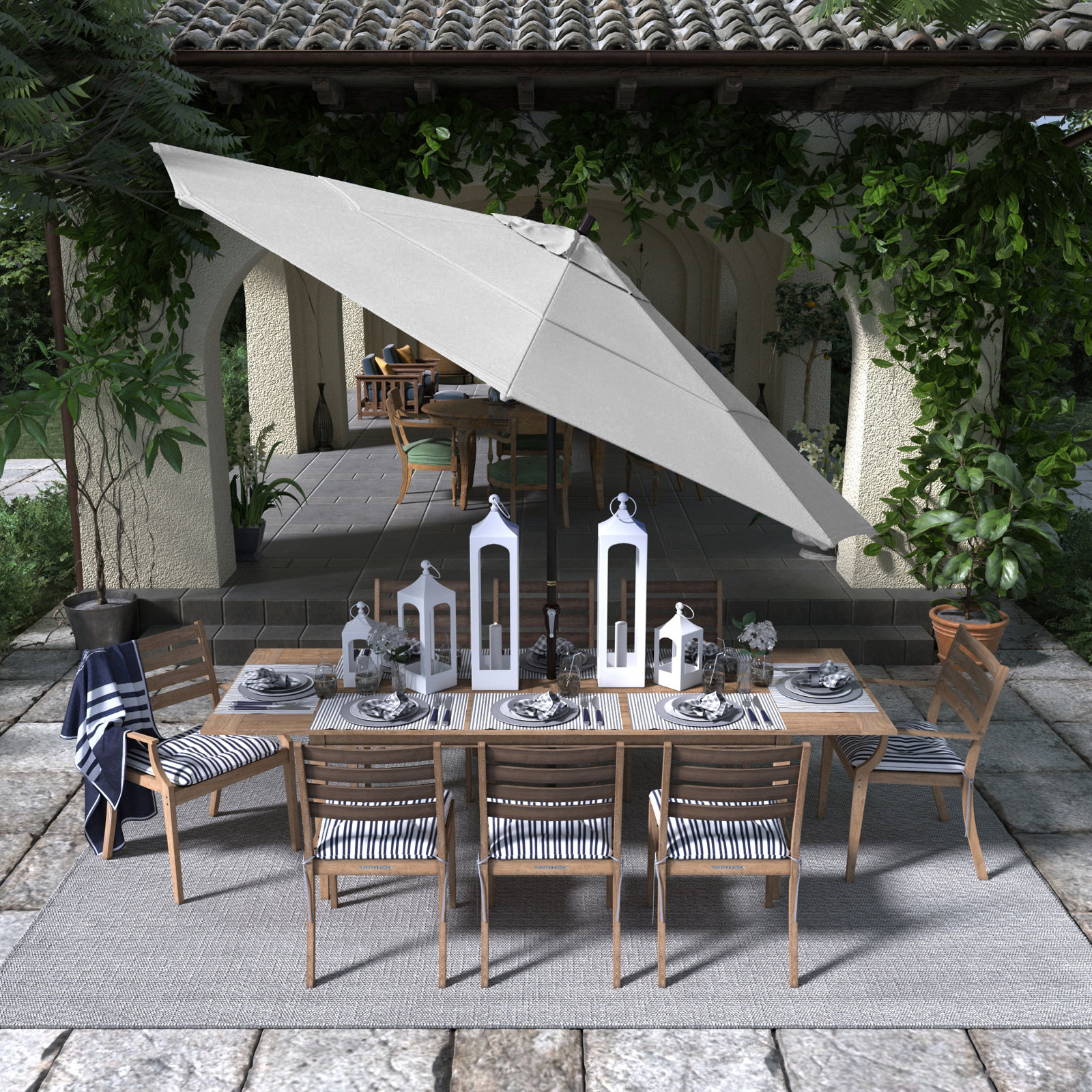 132'' Outdoor Umbrella, White - Olefin