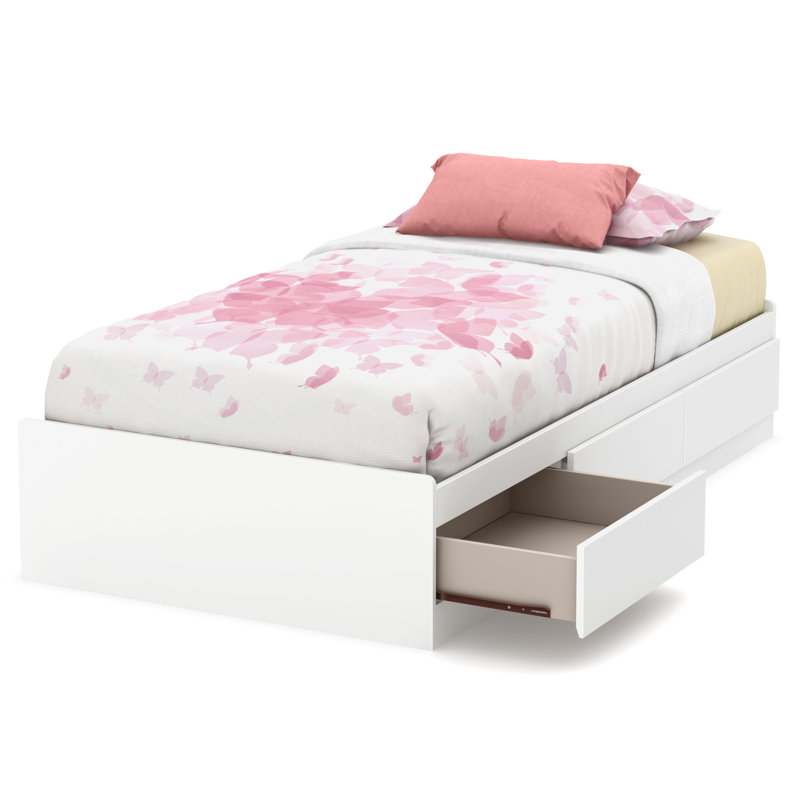White Twin Captain's Bed with 3 Storage Drawers