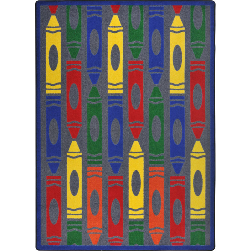 Tapis à motif de crayons géants Playful, Rectangle 7 pi 8 po x 10 pi 9 po