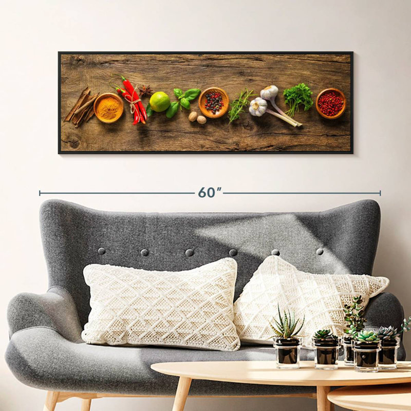 Épices et herbes savoureuses, 46 po x 16 po, Cadre flottant noir
