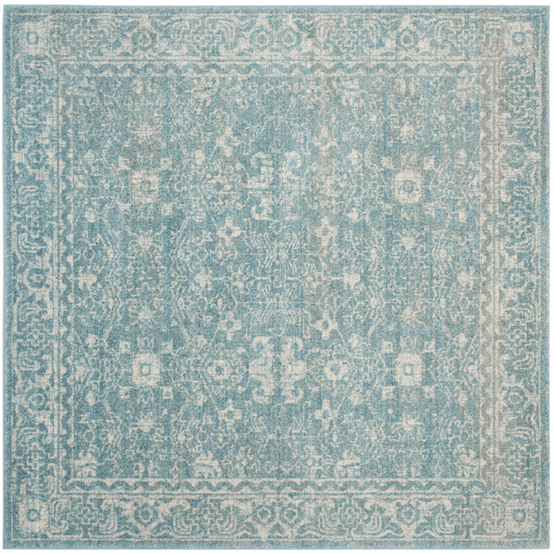 Tapis bleu clair / ivoire Anastacia, Carré 6 pi 7 po