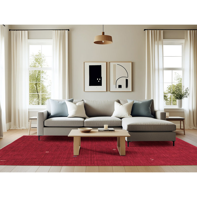 Tapis de zone rouge contemporaine, Rectangle 6 pi x 9 pi