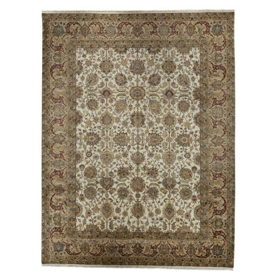 Wool Oriental Area Rug in Cream