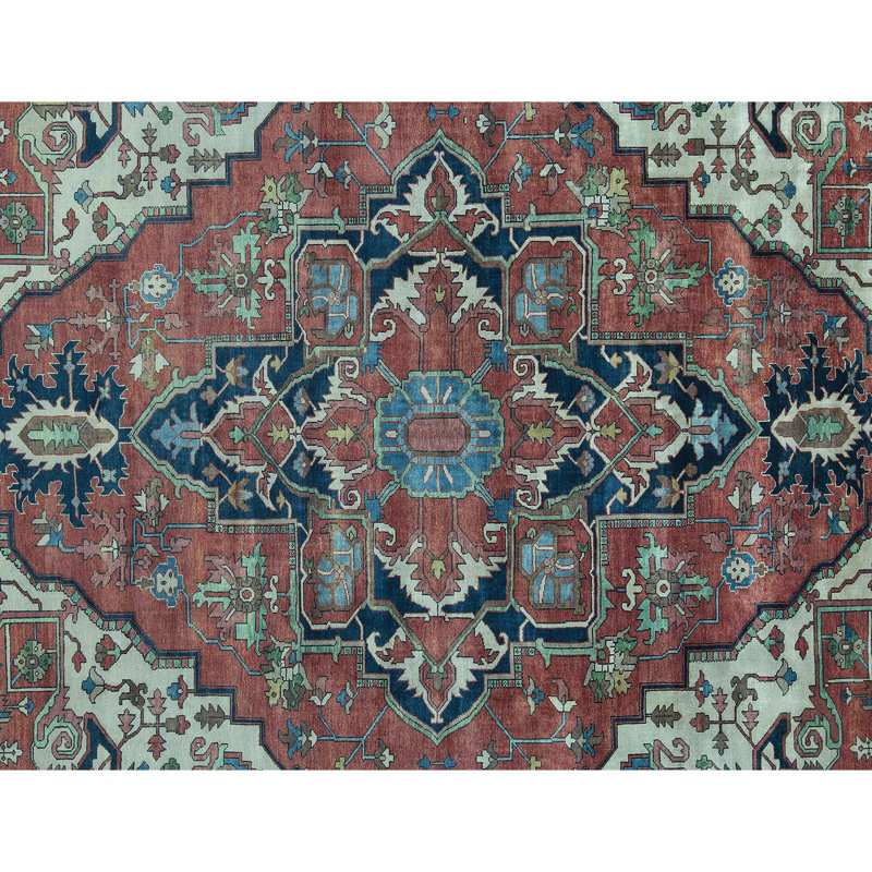 Tapis rouge et rouge noué à la main de haute qualité