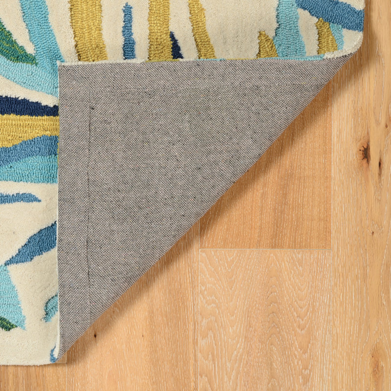 Mehcad Handmade Rug Ivory And Green, Rectangle 5' x 7'