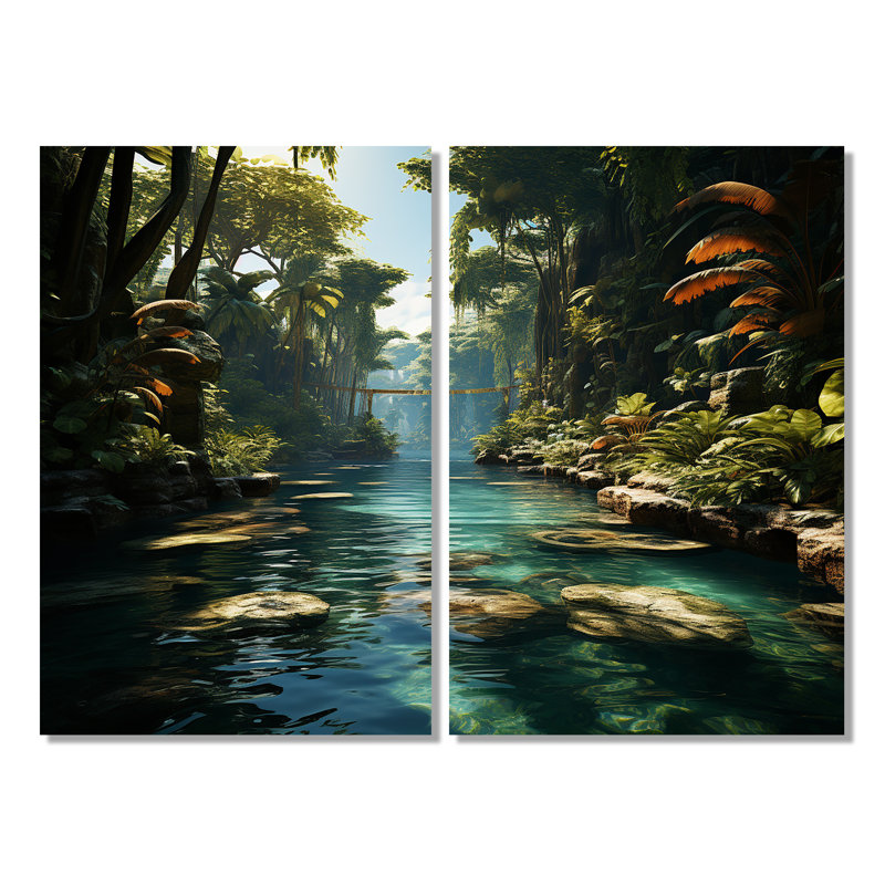 Dominicain Tropical Oasis II - ensemble d'art mural sur toile vert 2, 36" H x 48" W, Wrapped Canvas, Does Not Apply