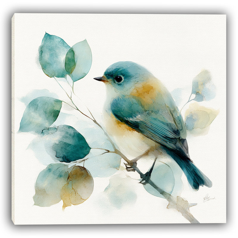 «Feathered Tranquility - Bird», reproduction d'art à l'aquarelle, H 40 po x l 40 po