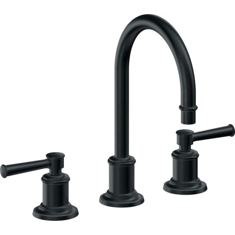 Miramar Widespread Lavatory Faucet with ZeroDrain, Carbon, Lever Handle