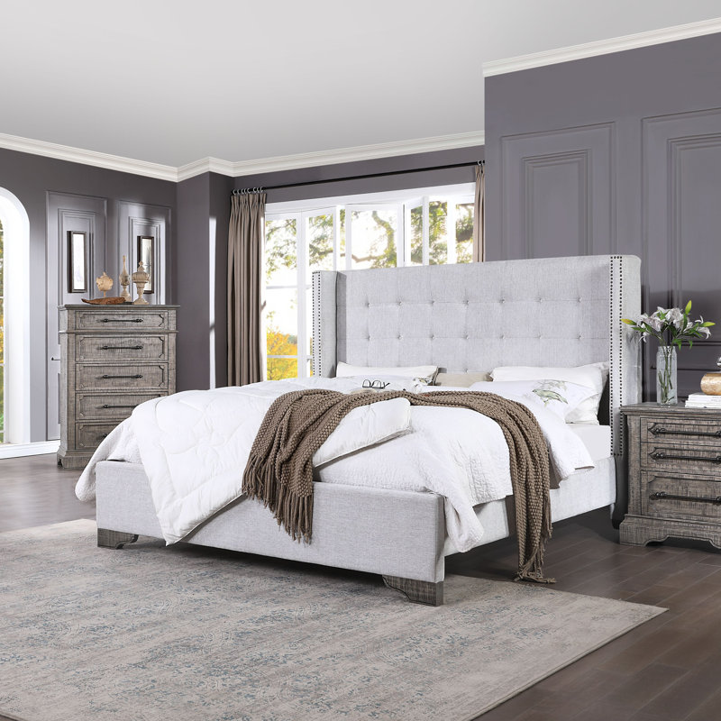 Lit plateforme tapissier Woodrum, Grand