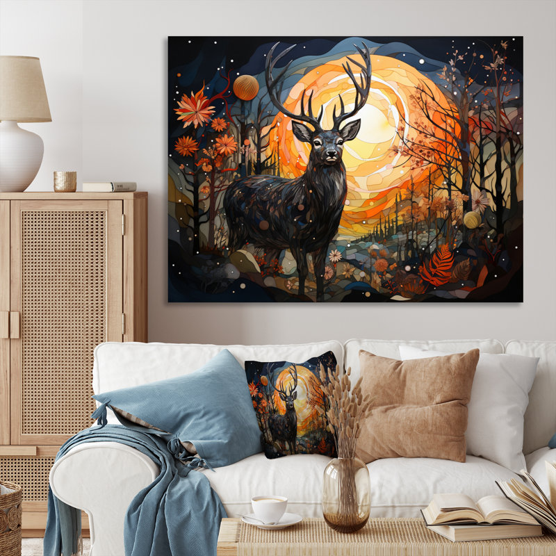 Deer Mystic Mosaic - Animals Wall Decor, Toile tendue, H 30 po x l 40 po x P 1,5 po