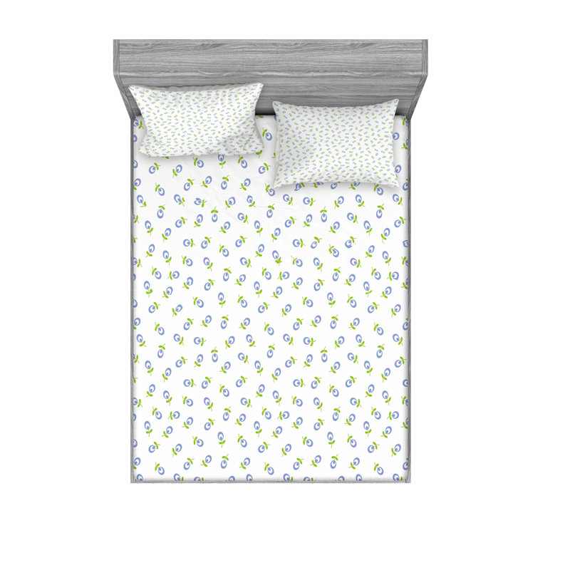 Microfiber Floral Sheet Set, Queen Sheet Set with Fitted Sheet