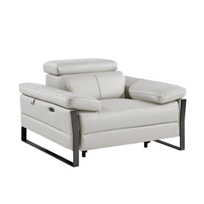 Top Grain Italian Leather Power Reclining Arm Chair with Power Headrests