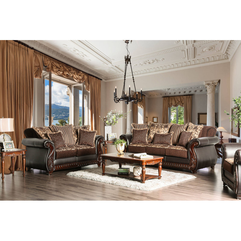 Tryphosa Upholstered 94'' Sofa, Dark Brown