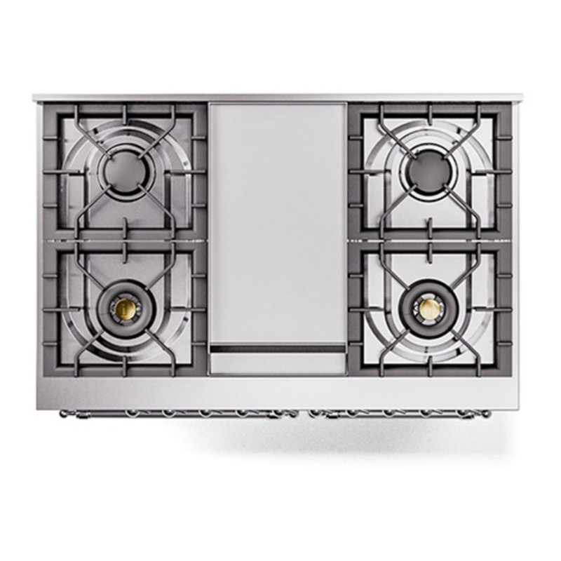 ILVE Nostalgie II Series 40 inch Dual Fuel Range with 6 Sealed Burners, Griddle (Solid Door), Natural Gas