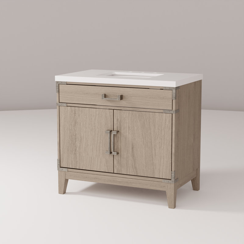 Single Bath Vanity with Quartz Top, Gray