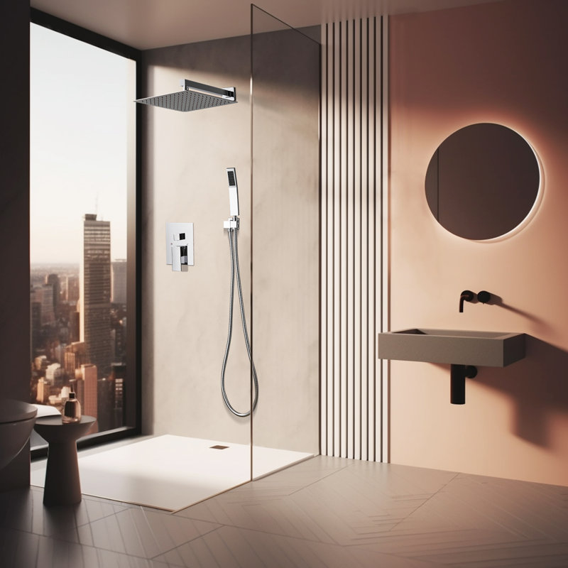 Système de douche à pluie complet 10 po avec valve brute, Chrome