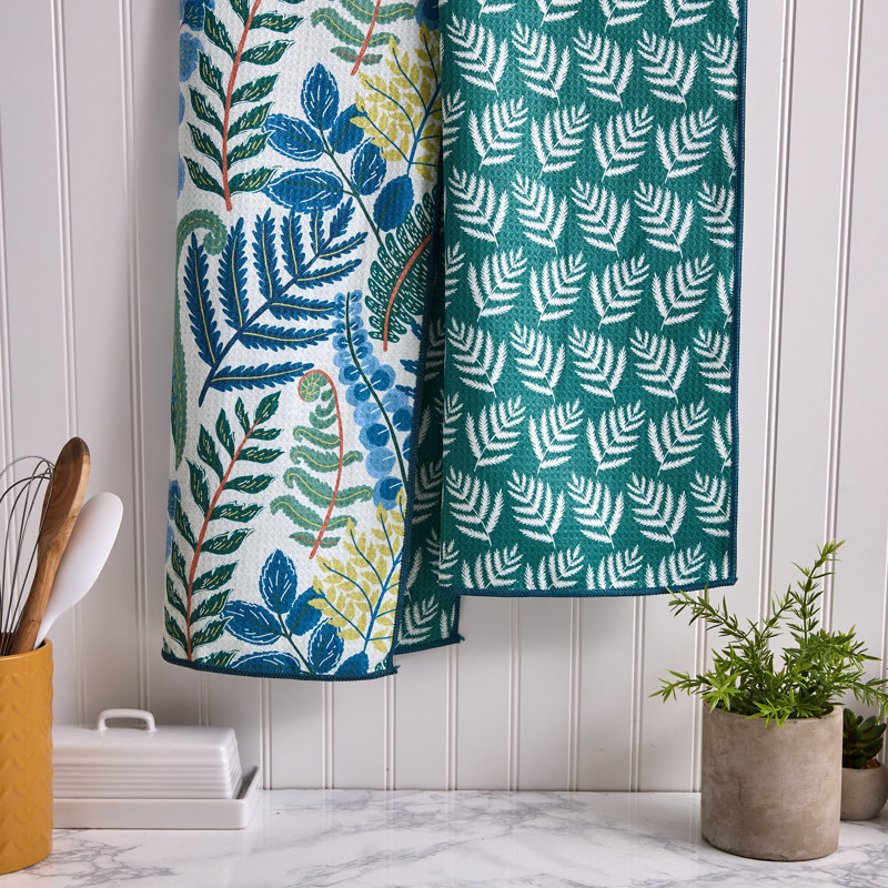  Ensemble de 2 serviettes de toilette gaufrées délavées, pois sucrés
