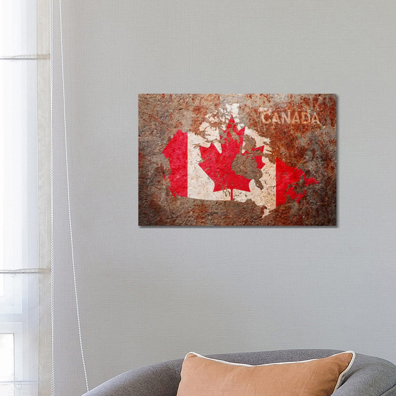 Canada Flag Map by Michael Tompsett - Wrapped Canvas Painting, 66.04 cm H x 45.72 cm W x 1.91 cm D