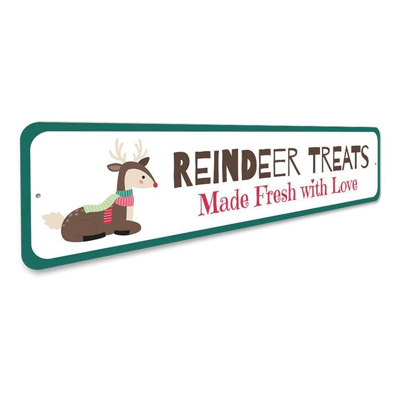 Enseigne en aluminium «Reindeer Treats Holiday», H 6 po x l 24 po x P 0,06 po